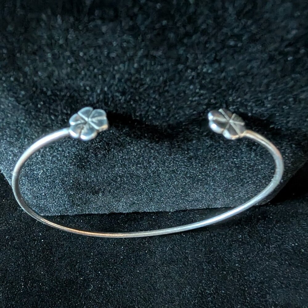 Sterling Silver Wire Flower Cuff Bracelet